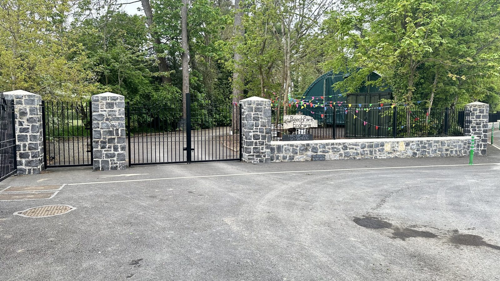 Over 300 metres of hand-built natural limestone boundary wall with railings