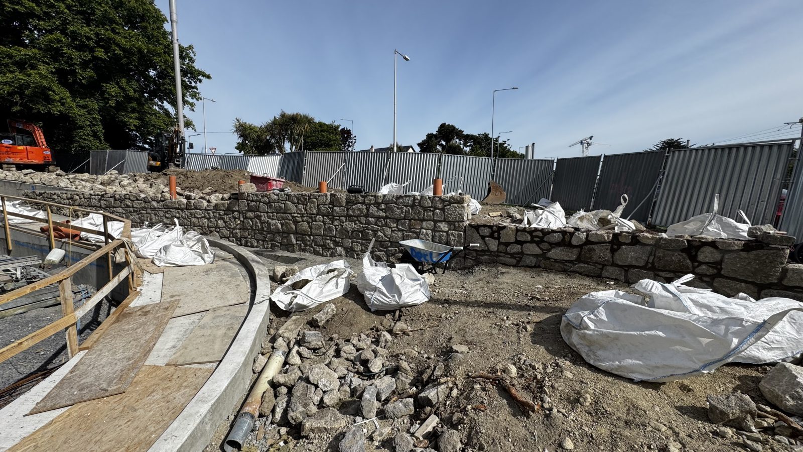 Setting out and foundations for a granite boundary wall in Dublin