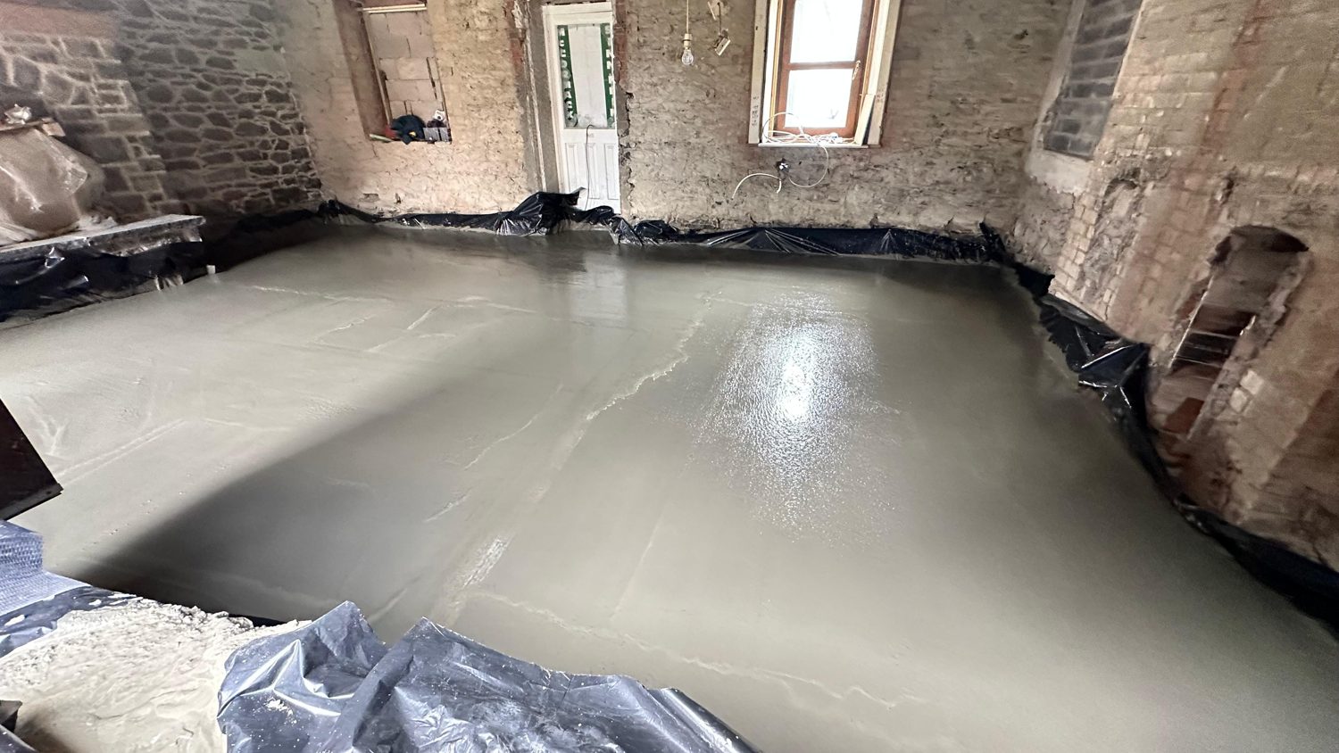 Swords cottage restoration — new concrete floor slab poured