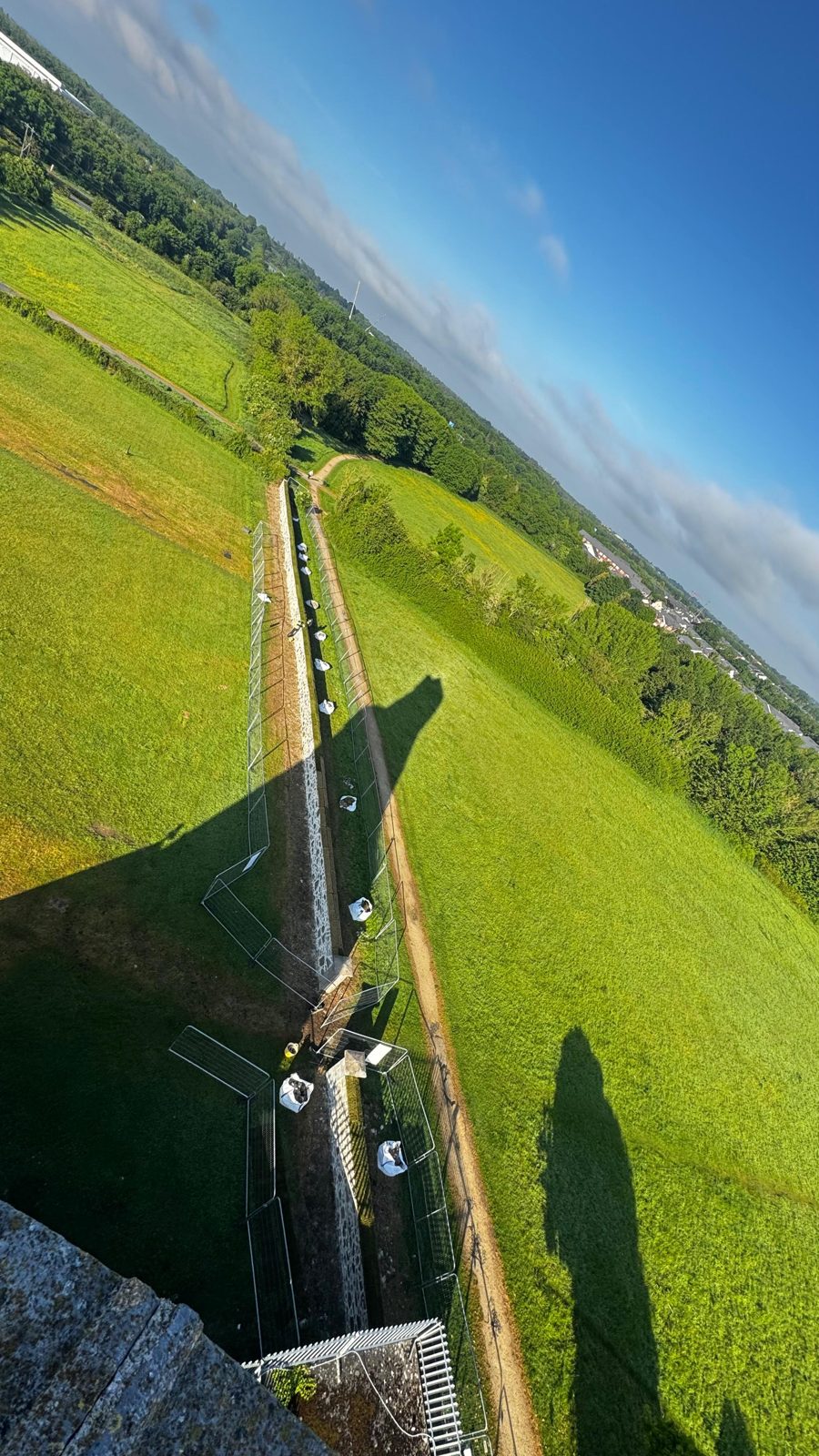 Aerial view of the restored historic boundary walls at The Wonderful Barn, Leixlip, Co Kildare