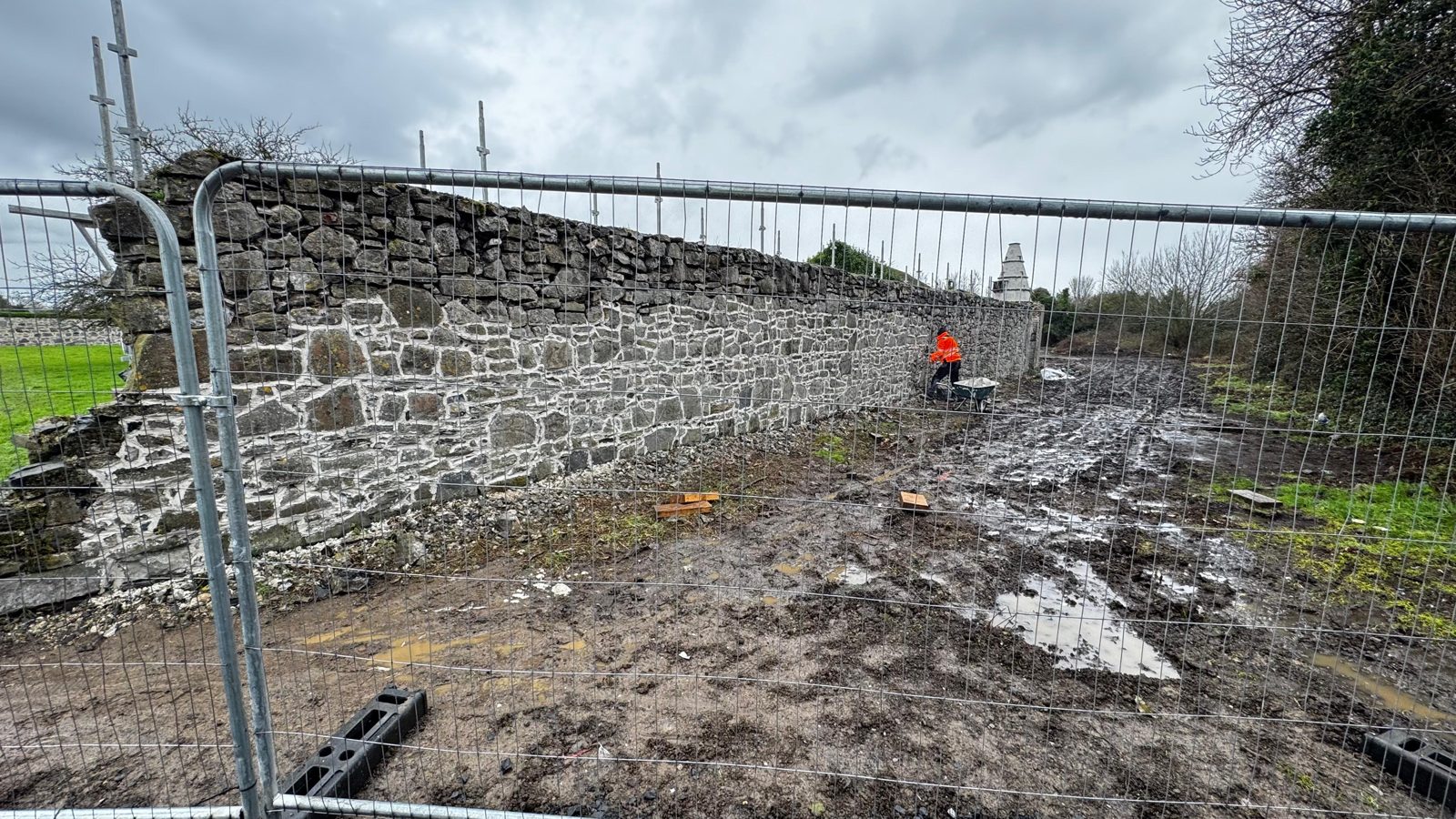 The Wonderful Barn Leixlip — boundary wall during restoration works