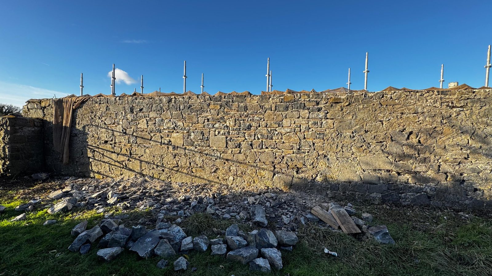 The Wonderful Barn Leixlip — rubble wall with failed mortar before repointing