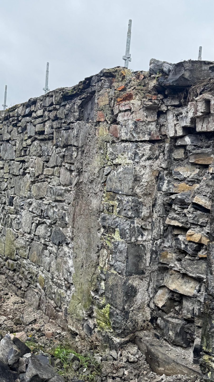 The Wonderful Barn Leixlip — collapsed and eroded wall section before repair