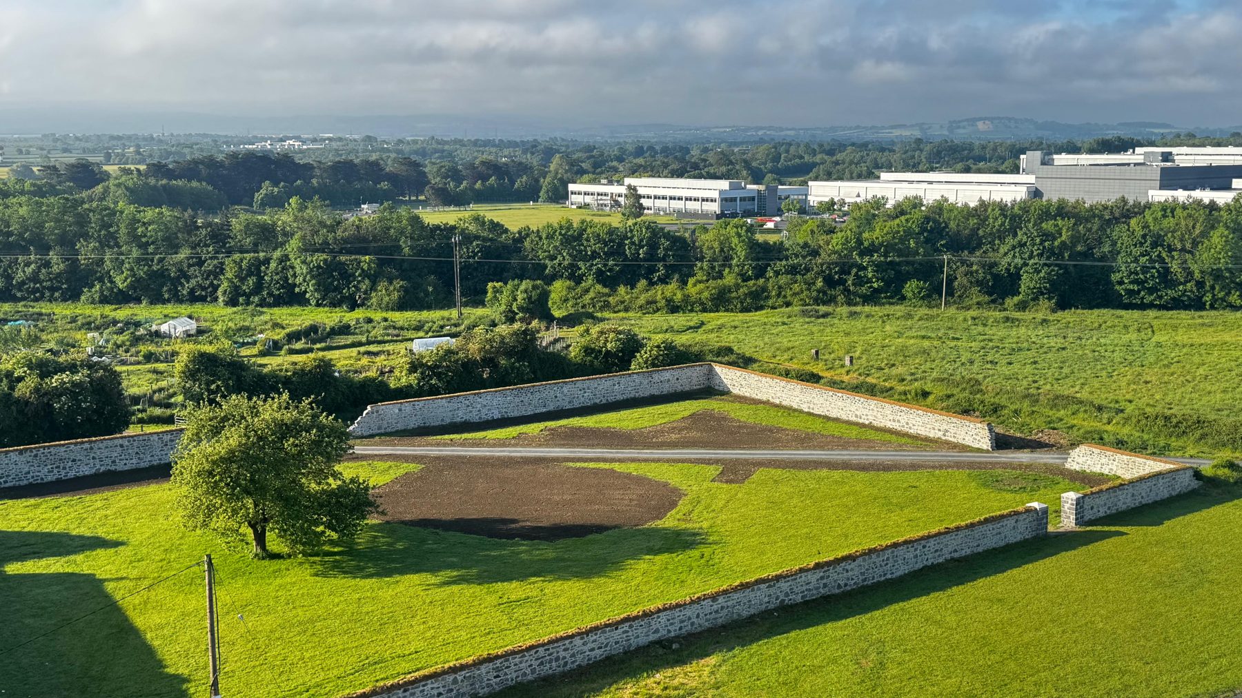 The Wonderful Barn Leixlip — aerial of the restored walled enclosure